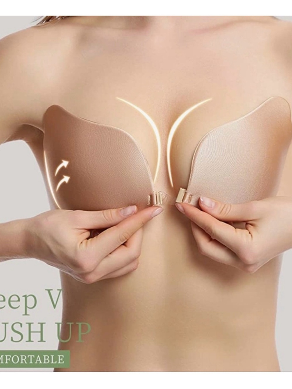 Adhesive Strapless Push-Up Bra - Nude
